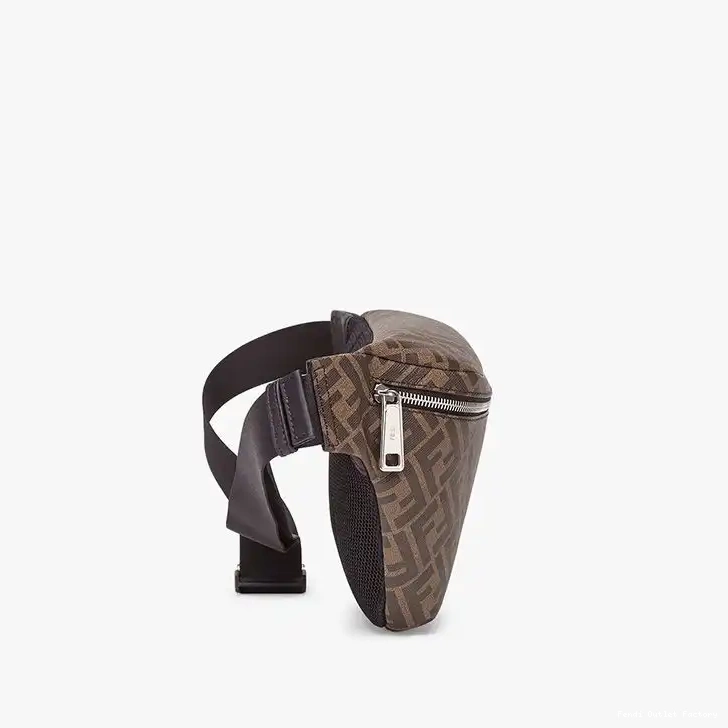 Cheap HOT Coffee Brown Bag Fendi Motif In Fabric Belt FF 0521